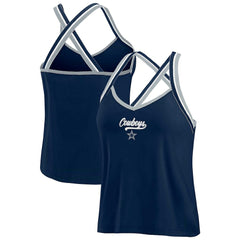 Dallas Cowboys WEAR by Erin Andrews Women's Cross Strap Tri-Blend Tank Top Navy | NFL