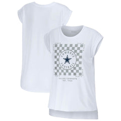 Dallas Cowboys WEAR by Erin Andrews Women's Checker Muscle Tank Top White | NFL