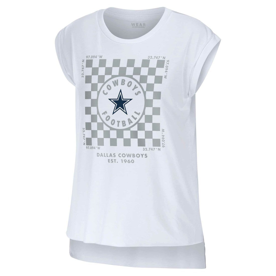 Dallas Cowboys WEAR by Erin Andrews Women's Checker Muscle Tank Top White | NFL