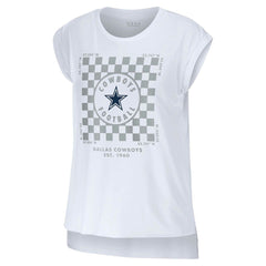 Dallas Cowboys WEAR by Erin Andrews Women's Checker Muscle Tank Top White | NFL