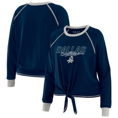 Dallas Cowboys WEAR by Erin Andrews Women's Tie-Front Long Sleeve T-Shirt Navy | NFL