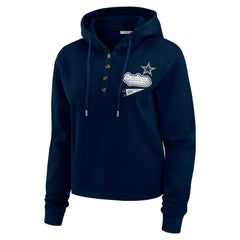Dallas Cowboys WEAR by Erin Andrews Women's Waffle-Knit Pullover Hoodie Navy | NFL