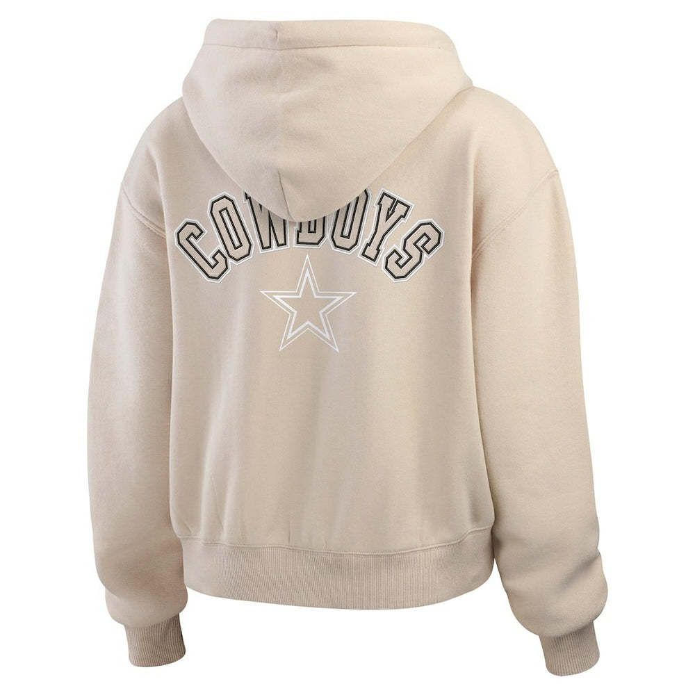 Dallas Cowboys WEAR by Erin Andrews Women's Tonal Full-Zip Hoodie Oatmeal | NFL
