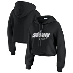 Dallas Cowboys WEAR by Erin Andrews Women's Prime Cropped Pullover Hoodie Black | NFL