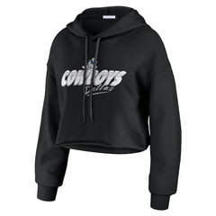 Dallas Cowboys WEAR by Erin Andrews Women's Prime Cropped Pullover Hoodie Black | NFL