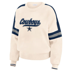 Dallas Cowboys WEAR by Erin Andrews Women's Stripe Pullover Sweater Cream | NFL