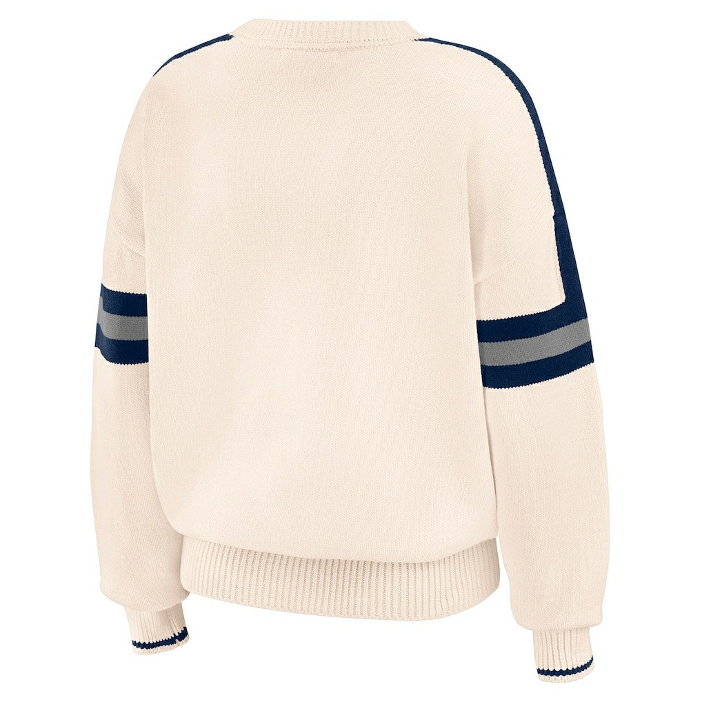 Dallas Cowboys WEAR by Erin Andrews Women's Stripe Pullover Sweater Cream | NFL