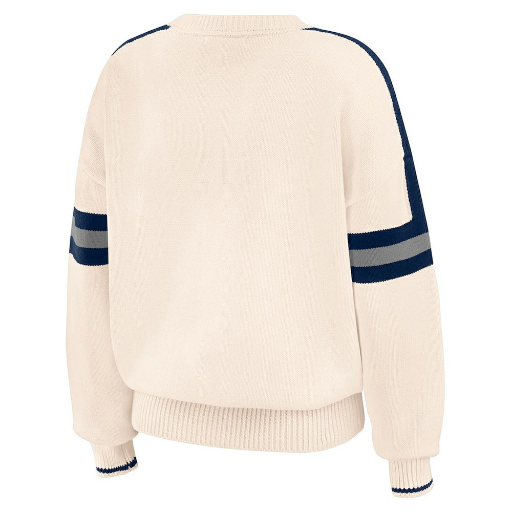 Dallas Cowboys WEAR by Erin Andrews Women's Stripe Pullover Sweater Cream | NFL