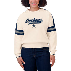 Dallas Cowboys WEAR by Erin Andrews Women's Stripe Pullover Sweater Cream | NFL