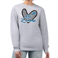 Detroit Lions G-III 4Her by Carl Banks Women's Leopard Heart Pullover Sweatshirt Heather Gray | NFL