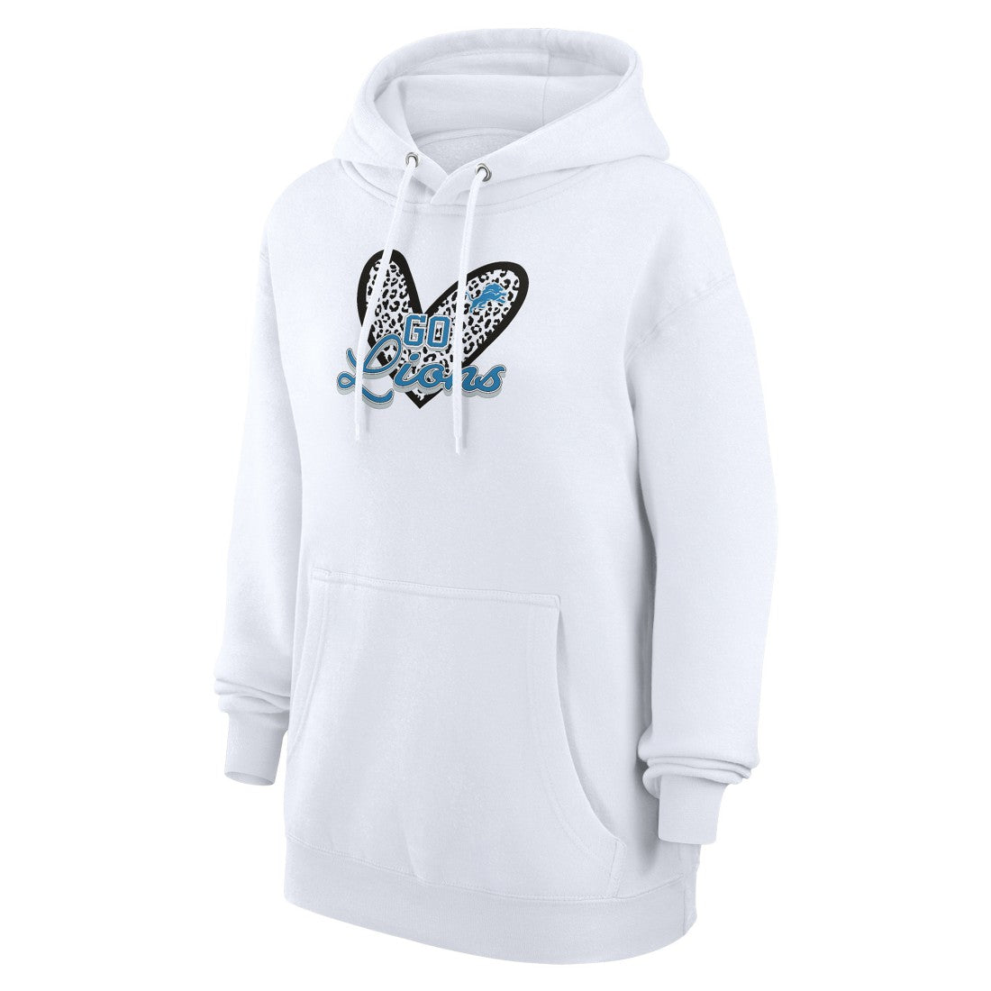 Detroit Lions G-III 4Her by Carl Banks Women's Animal Print Heart Team Graphic Fleece Tri-Blend Pullover Hoodie White | NFL