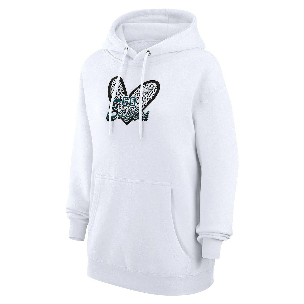 Philadelphia Eagles G-III 4Her by Carl Banks Women's Animal Print Heart Team Graphic Fleece Tri-Blend Pullover Hoodie White | NFL