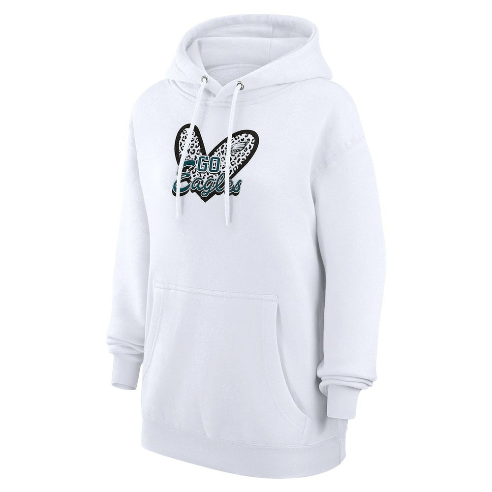 Philadelphia Eagles G-III 4Her by Carl Banks Women's Animal Print Heart Team Graphic Fleece Tri-Blend Pullover Hoodie White | NFL