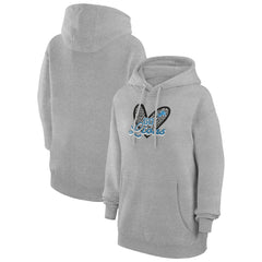 Detroit Lions G-III 4Her by Carl Banks Women's Animal Print Heart Team Graphic Fleece Tri-Blend Pullover Hoodie Heather Gray | NFL
