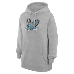 Detroit Lions G-III 4Her by Carl Banks Women's Animal Print Heart Team Graphic Fleece Tri-Blend Pullover Hoodie Heather Gray | NFL