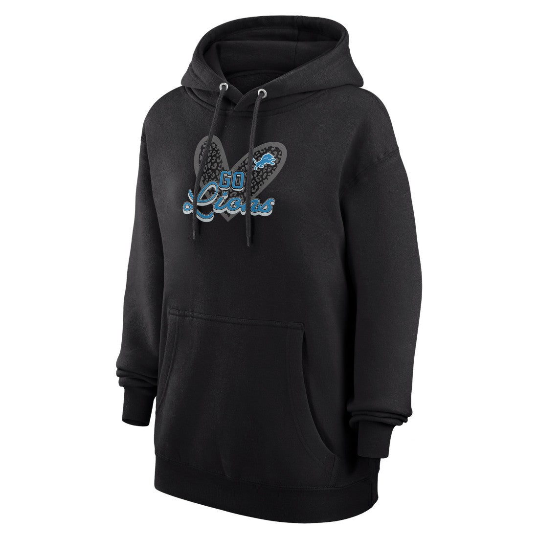Detroit Lions G-III 4Her by Carl Banks Women's Animal Print Heart Team Graphic Fleece Tri-Blend Pullover Hoodie Black | NFL