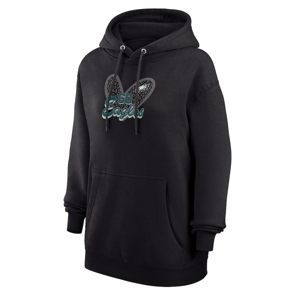 Philadelphia Eagles G-III 4Her by Carl Banks Women's Animal Print Heart Team Graphic Fleece Tri-Blend Pullover Hoodie Black | NFL