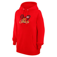 Kansas City Chiefs G-III 4Her by Carl Banks Women's Animal Print Heart Team Graphic Fleece Tri-Blend Pullover Hoodie Red | NFL