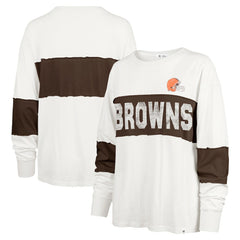 Cleveland Browns '47 Women's Clubhouse Pride Taylor Long Sleeve T-Shirt Cream | 47 brand