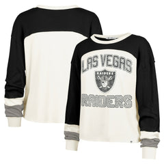 Las Vegas Raiders '47 Women's Double Header Curve Raglan Long Sleeve Crop Top Cream | 47 brand