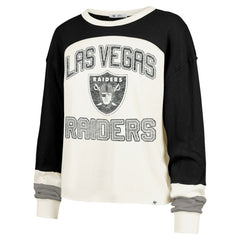 Las Vegas Raiders '47 Women's Double Header Curve Raglan Long Sleeve Crop Top Cream | 47 brand