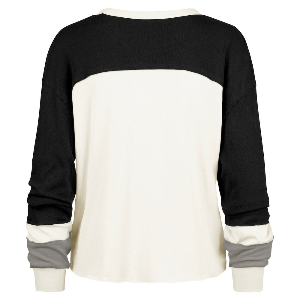 Las Vegas Raiders '47 Women's Double Header Curve Raglan Long Sleeve Crop Top Cream | 47 brand