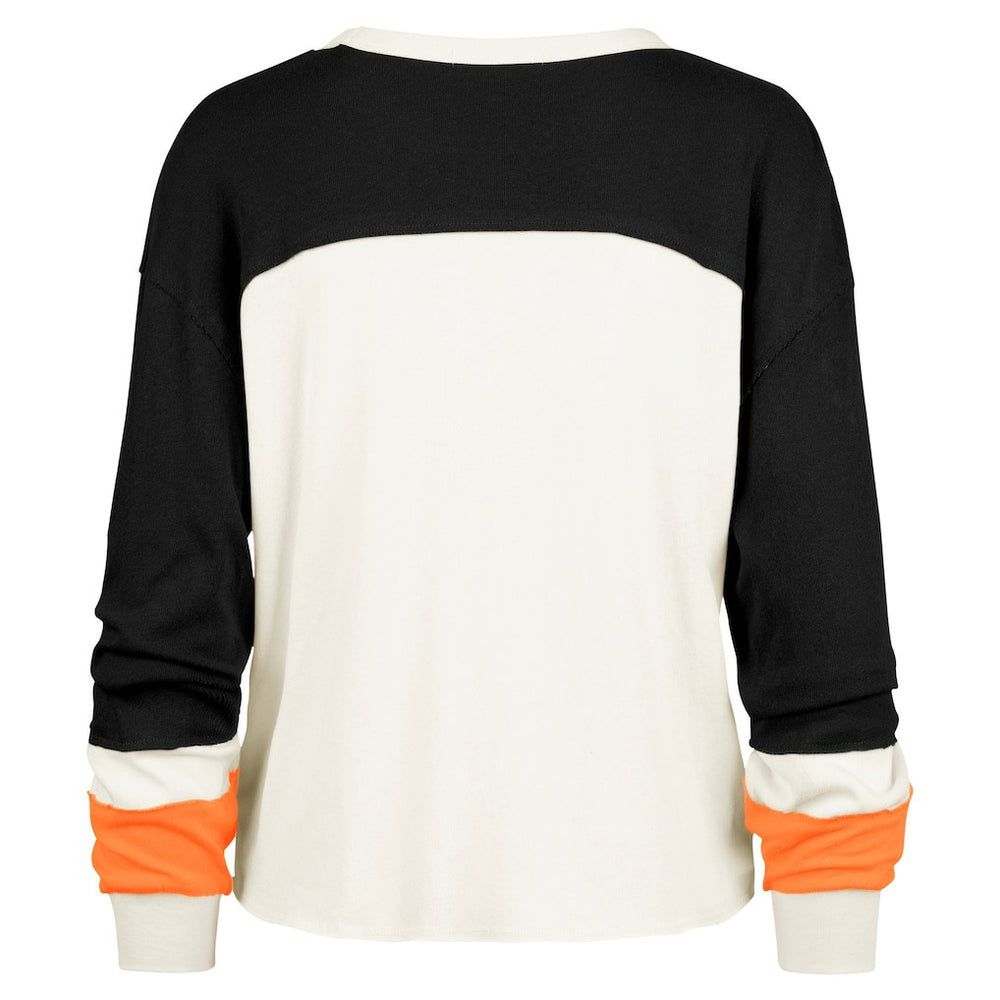 Cincinnati Bengals '47 Women's Double Header Curve Raglan Long Sleeve Crop Top Cream | 47 brand