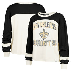 New Orleans Saints '47 Women's Double Header Curve Raglan Long Sleeve Crop Top Cream | 47 brand