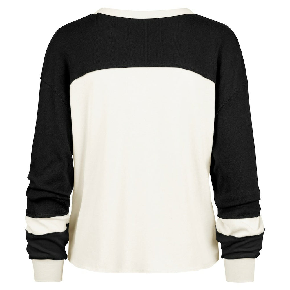 New Orleans Saints '47 Women's Double Header Curve Raglan Long Sleeve Crop Top Cream | 47 brand