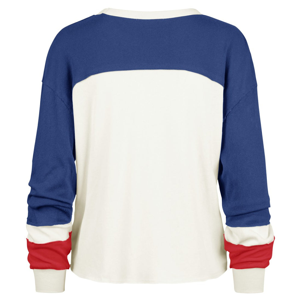 New York Giants '47 Women's Double Header Curve Raglan Long Sleeve Crop Top Cream | 47 brand