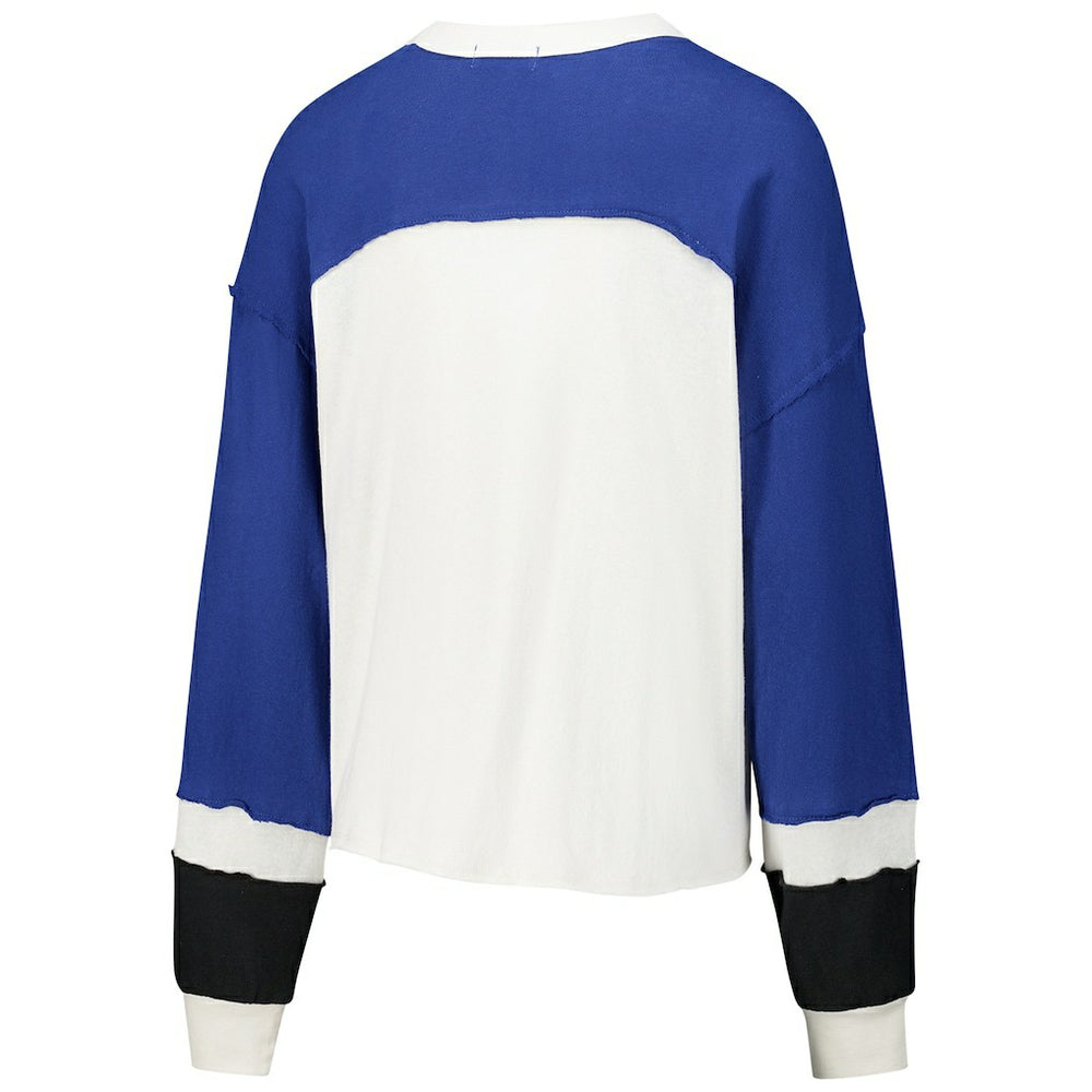 Indianapolis Colts '47 Women's Double Header Curve Raglan Long Sleeve Crop Top Cream | 47 brand