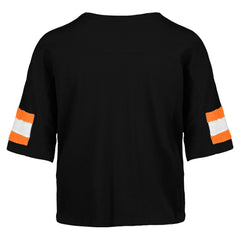 Cincinnati Bengals '47 Women's Double Header Scout Cropped V-Neck T-Shirt Black | 47 brand