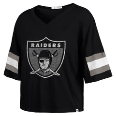 Las Vegas Raiders '47 Women's Double Header Scout Cropped V-Neck T-Shirt Black | 47 brand