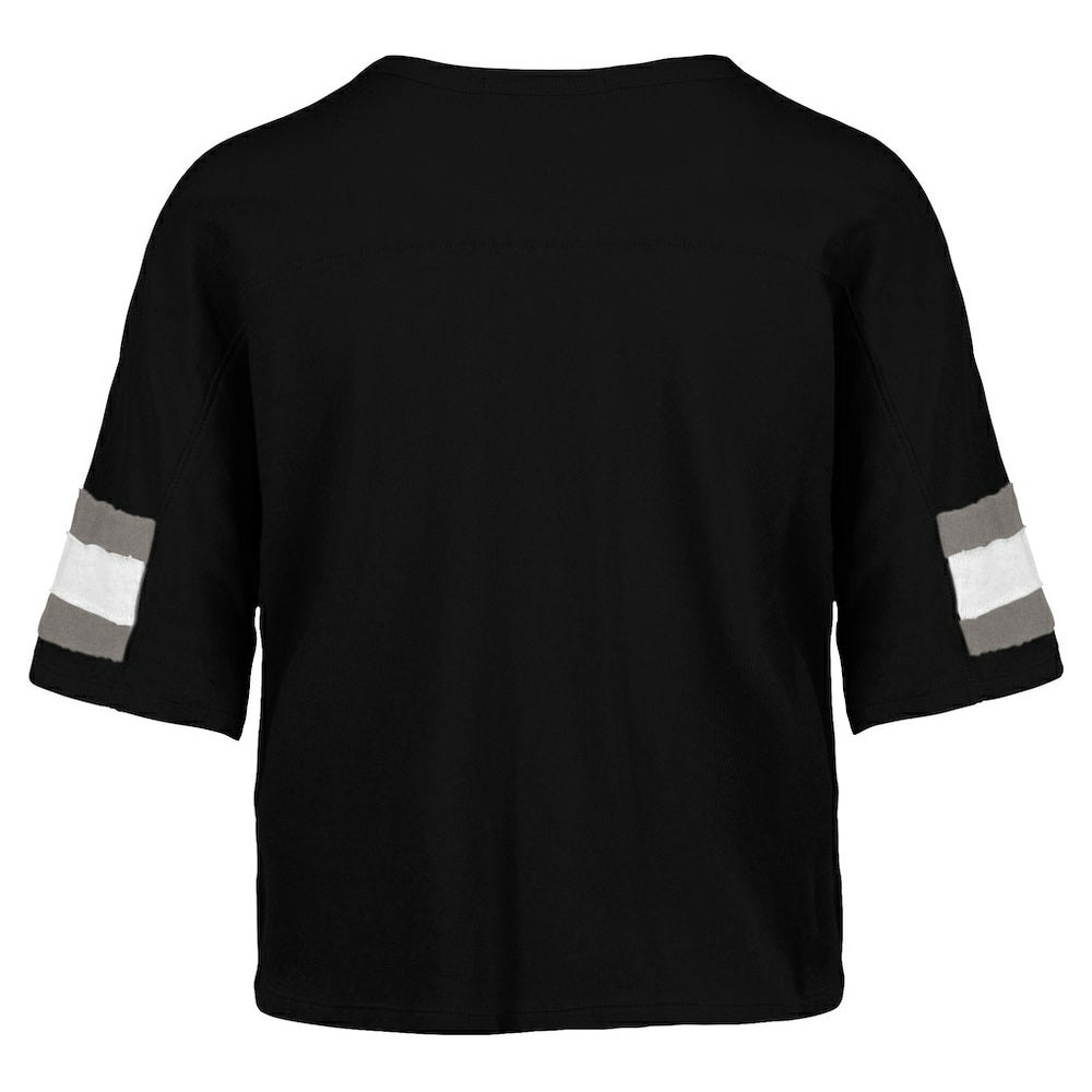 Las Vegas Raiders '47 Women's Double Header Scout Cropped V-Neck T-Shirt Black | 47 brand