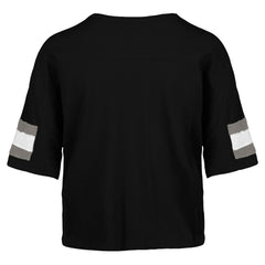Las Vegas Raiders '47 Women's Double Header Scout Cropped V-Neck T-Shirt Black | 47 brand