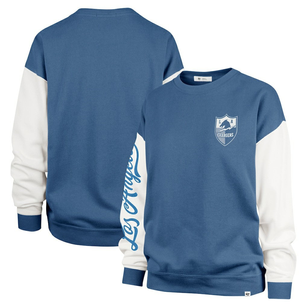 Los Angeles Chargers '47 Women's Double Header Rise Andie Pullover Sweatshirt Powder Blue | 47 brand