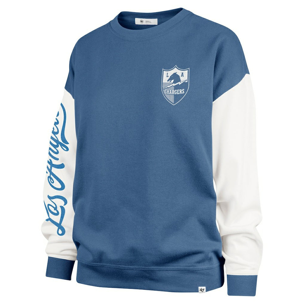 Los Angeles Chargers '47 Women's Double Header Rise Andie Pullover Sweatshirt Powder Blue | 47 brand