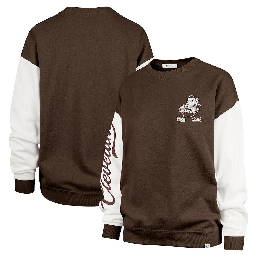 Cleveland Browns '47 Women's Double Header Rise Andie Pullover Sweatshirt Brown | 47 brand