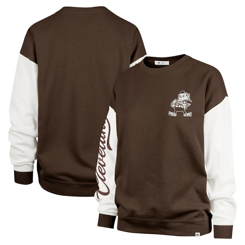 Cleveland Browns '47 Women's Double Header Rise Andie Pullover Sweatshirt Brown | 47 brand
