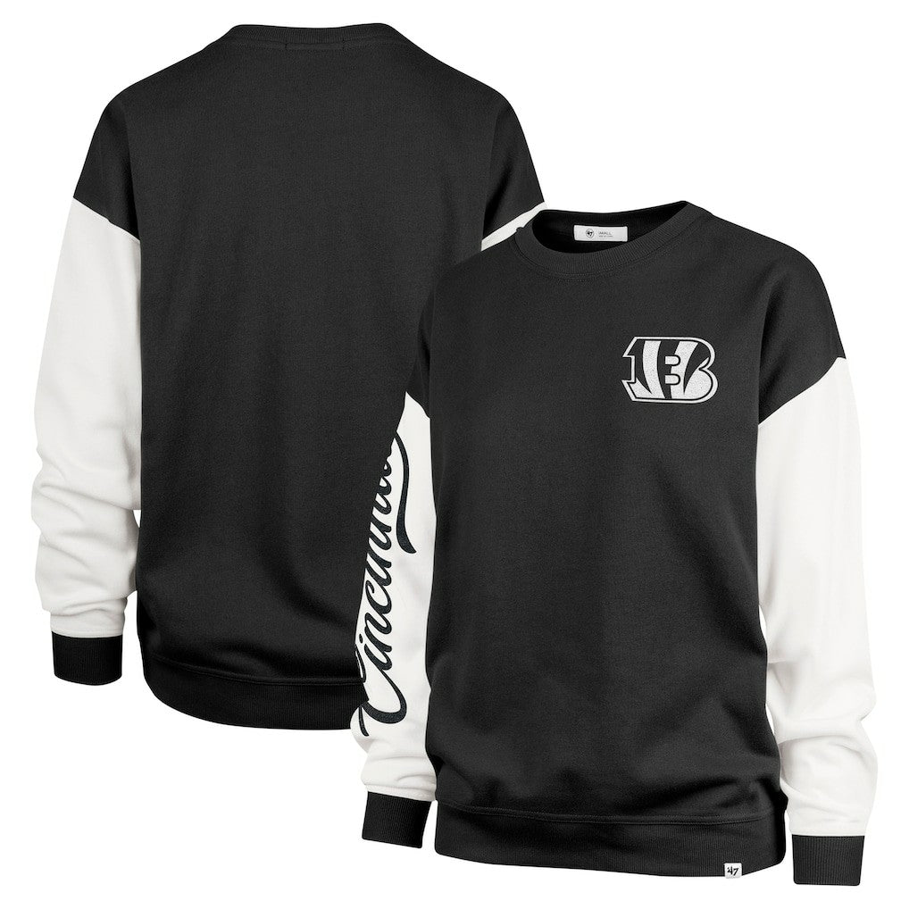 Cincinnati Bengals '47 Women's Double Header Rise Andie Pullover Sweatshirt Black | 47 brand