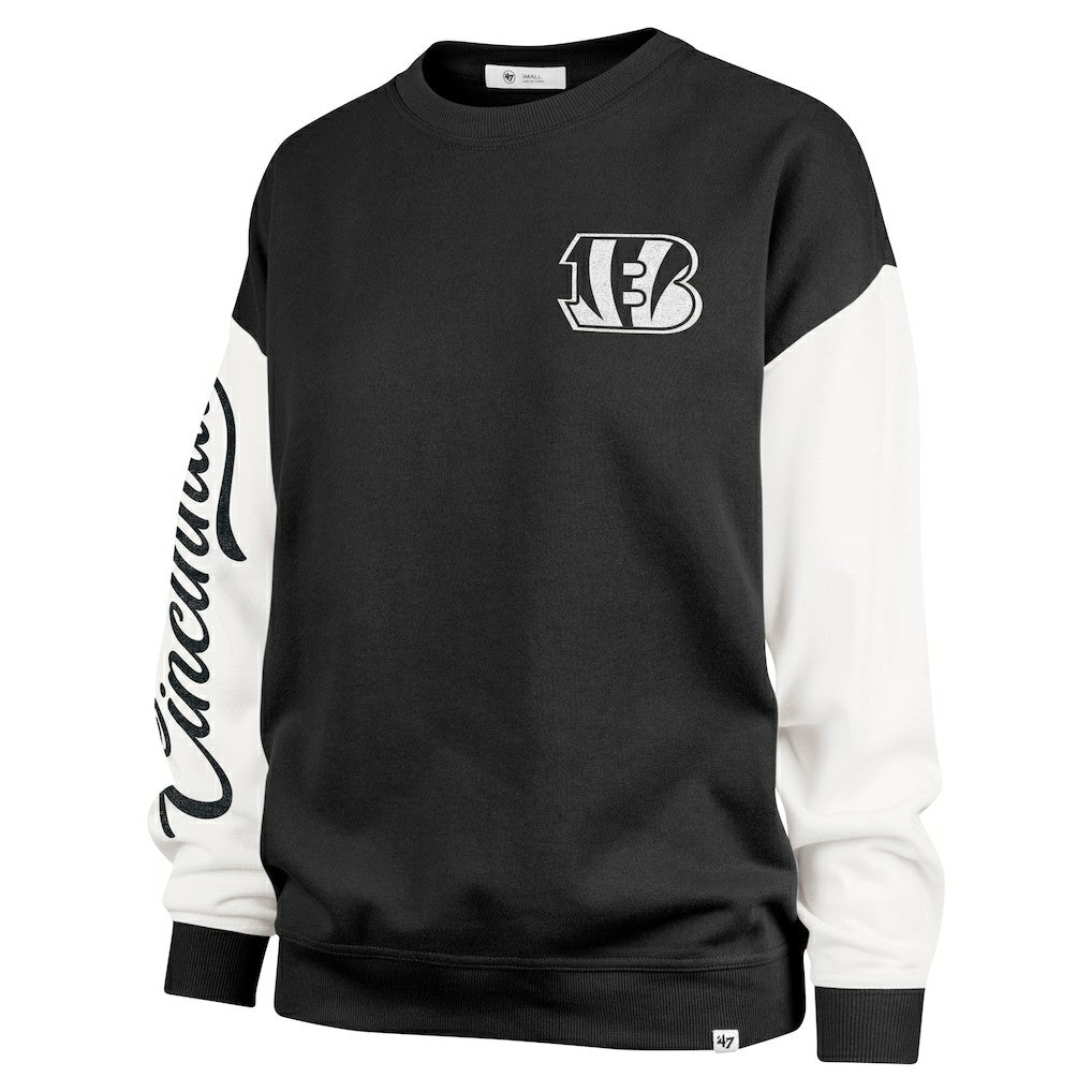 Cincinnati Bengals '47 Women's Double Header Rise Andie Pullover Sweatshirt Black | 47 brand