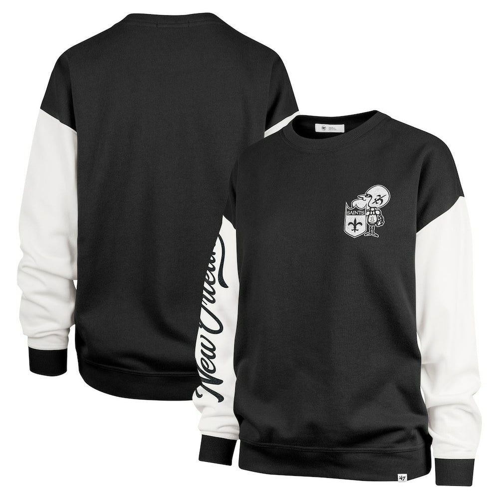 New Orleans Saints '47 Women's Double Header Rise Andie Pullover Sweatshirt Black | 47 brand
