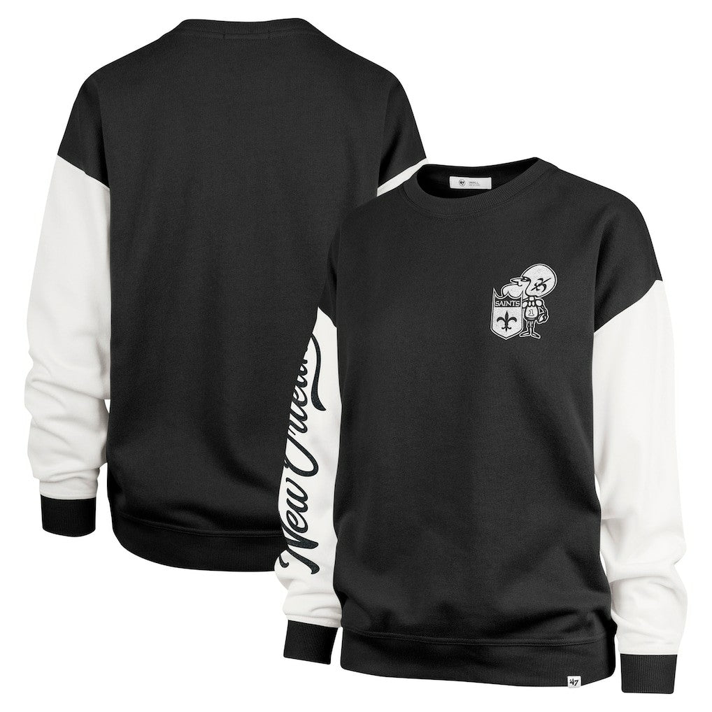 New Orleans Saints '47 Women's Double Header Rise Andie Pullover Sweatshirt Black | 47 brand