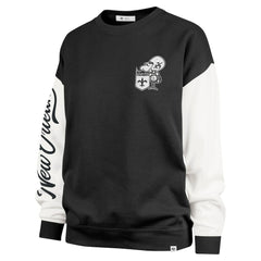 New Orleans Saints '47 Women's Double Header Rise Andie Pullover Sweatshirt Black | 47 brand