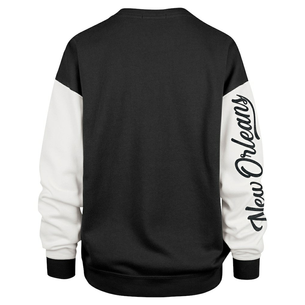 New Orleans Saints '47 Women's Double Header Rise Andie Pullover Sweatshirt Black | 47 brand