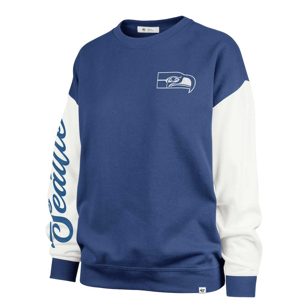 Seattle Seahawks '47 Women's Double Header Rise Andie Pullover Sweatshirt College Navy | 47 brand