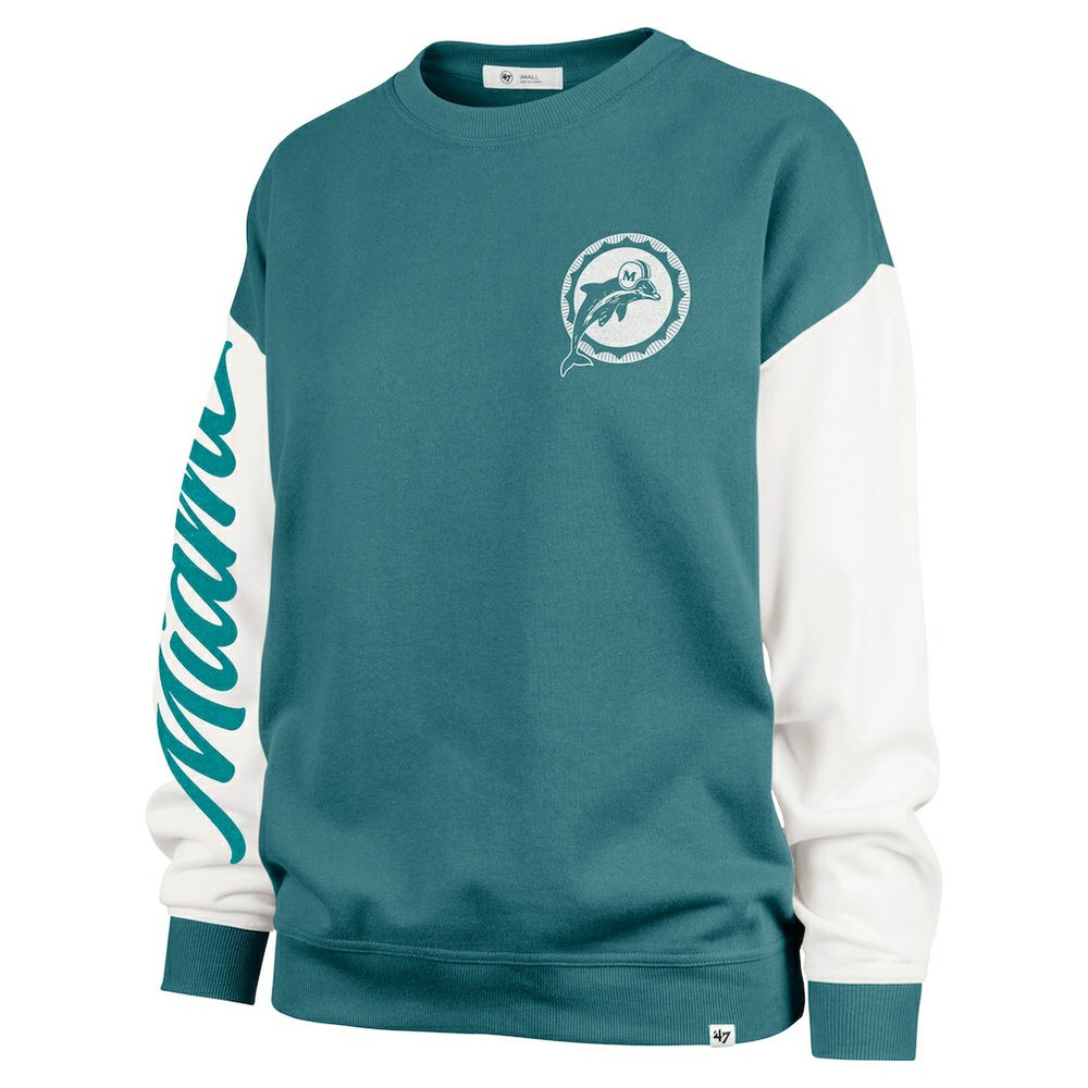 Miami Dolphins '47 Women's Double Header Rise Andie Pullover Sweatshirt Aqua | 47 brand