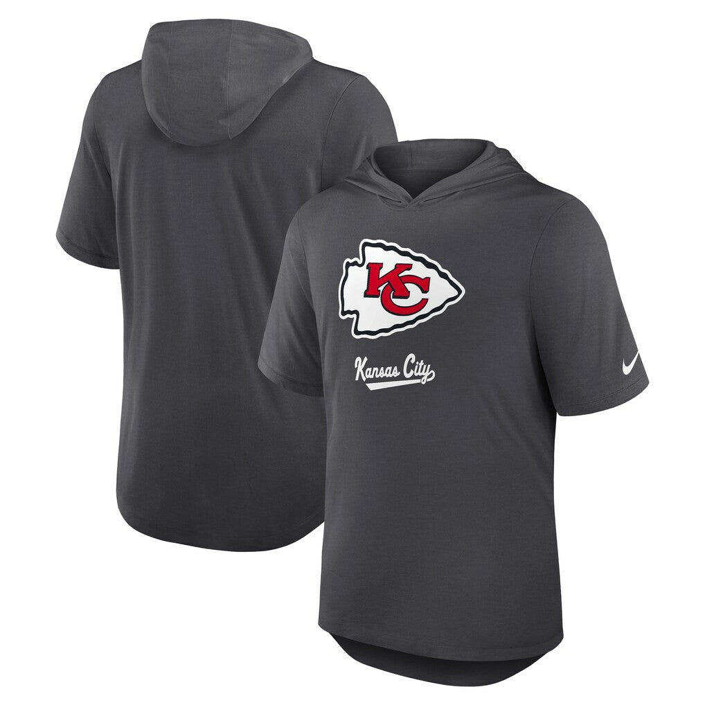 Kansas City Chiefs Tri-Blend Performance Hoodie T-Shirt Anthracite | Nike for Sale