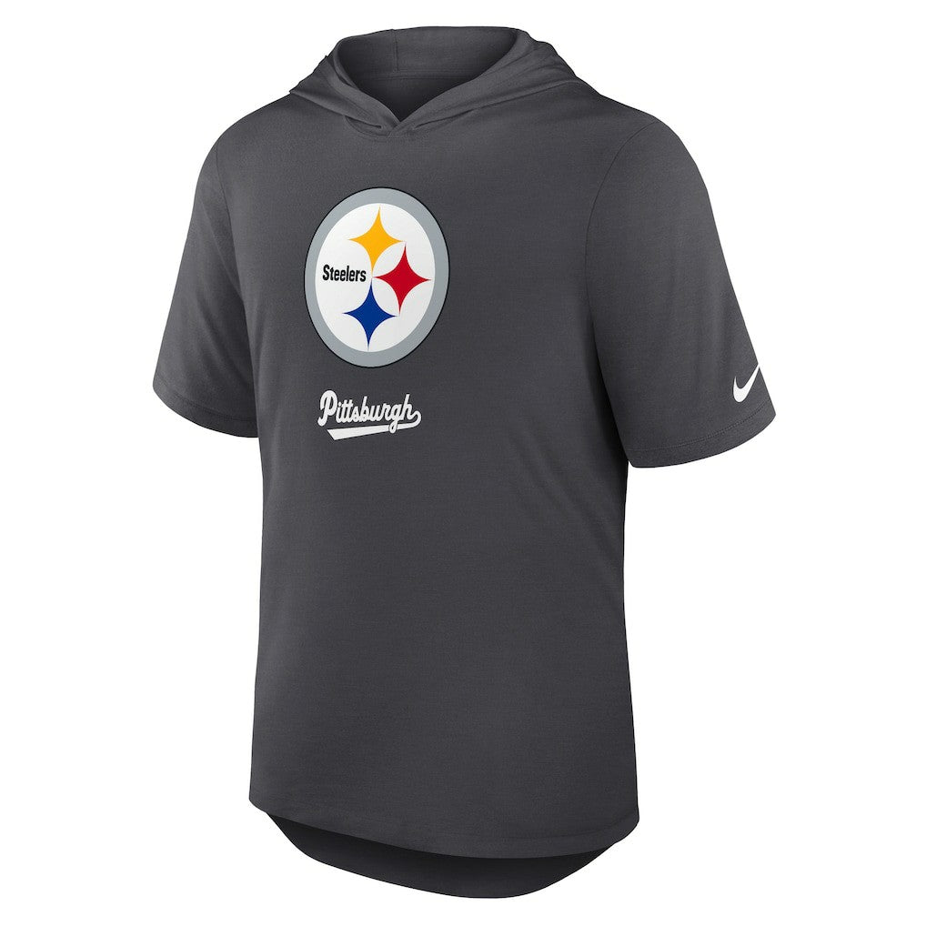 Pittsburgh Steelers Tri-Blend Performance Hoodie T-Shirt Anthracite | Nike for Sale