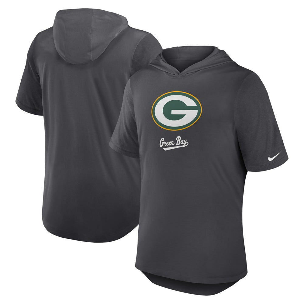 Green Bay Packers Tri-Blend Performance Hoodie T-Shirt Anthracite | Nike for Sale